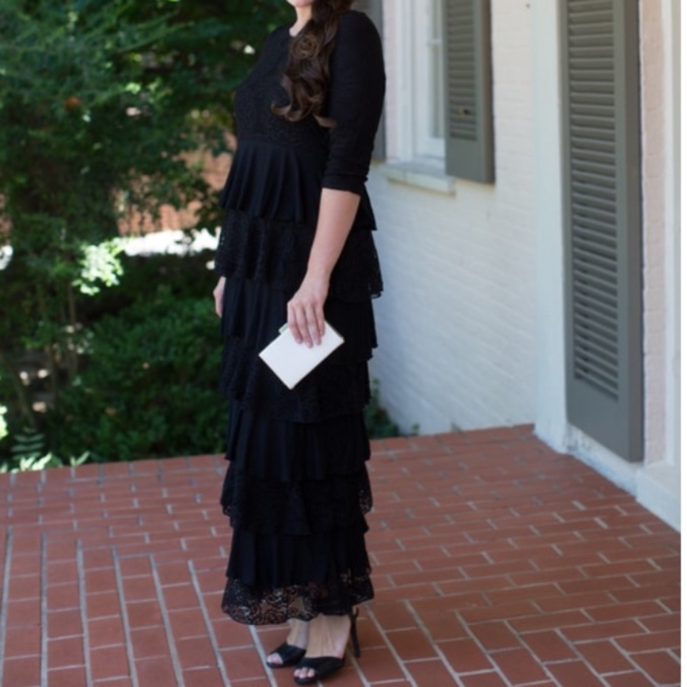 Dainty Jewell’s black ruffle maxi dress